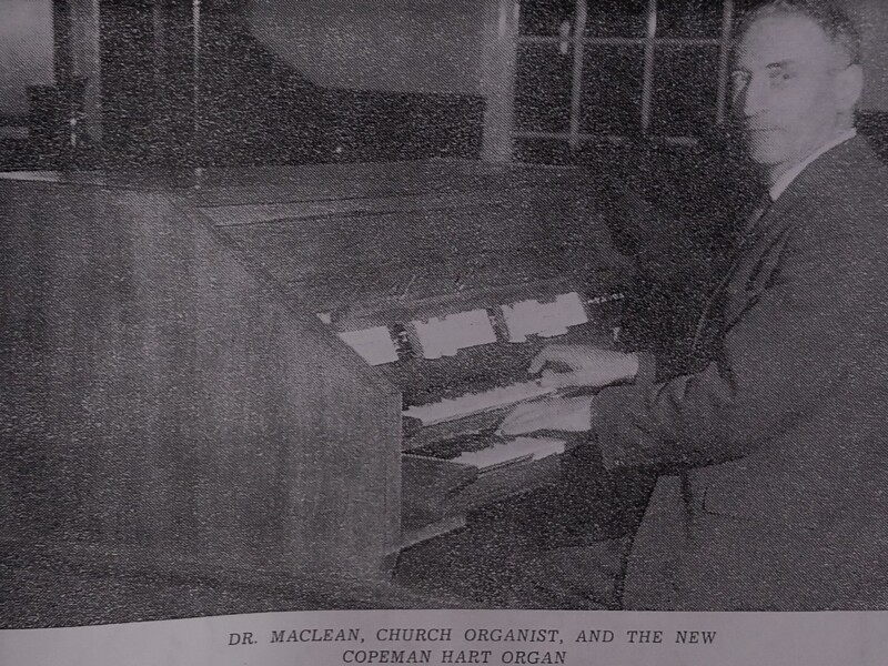CHURCH DR.MACLEAN CHURCH ORGANIST AND NEW COPEMAN HART ORGAN